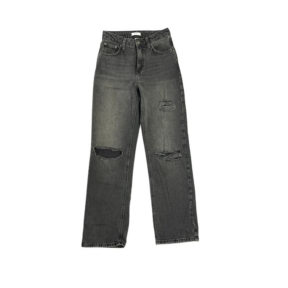 Forever 21 High Rise Wide Leg Faded Black Distressed Jeans Women’s Size 24 - Picture 1 of 5